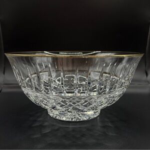 VTG Samobor Illusions 24% Lead Crystal Bowl - Gold Rim - Hand‎ Cut Croatia